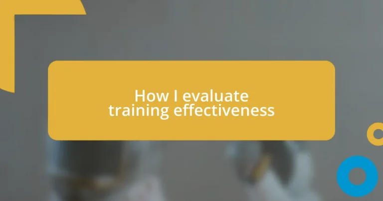 How I evaluate training effectiveness