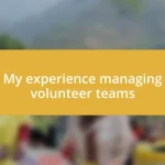 My experience managing volunteer teams