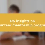 My insights on volunteer mentorship programs