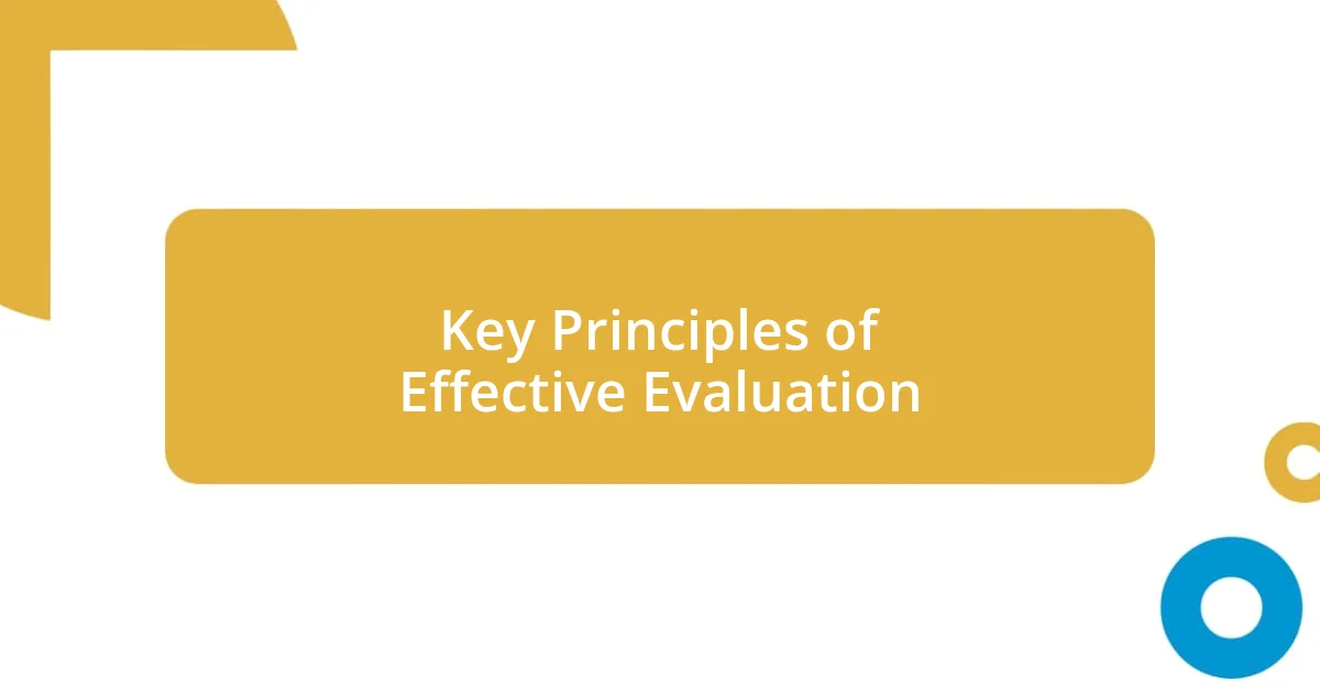 Key Principles of Effective Evaluation