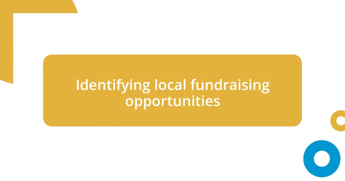 Identifying local fundraising opportunities